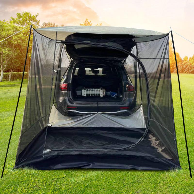 Car Rear Tent Awning With Mesh Car Tailgate Tents With Rainfly Portable UV-proof Camping Netting Roof Top Tent - activesportslife