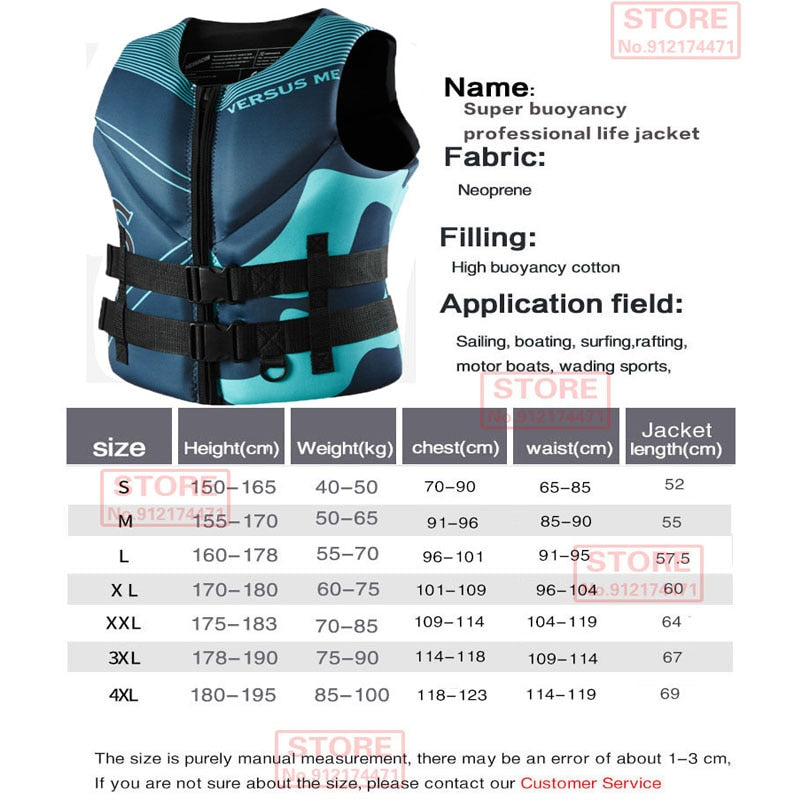 Life Jacket for Adult Super Buoyancy Neoprene - activesportslife