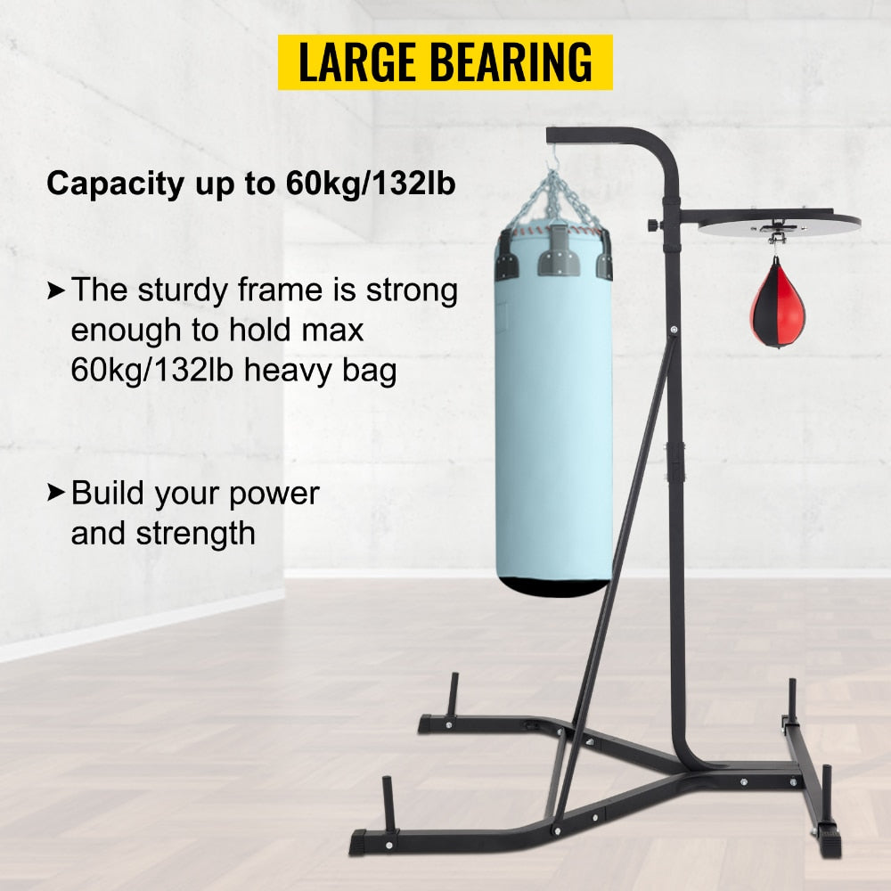 2in1 Boxing Bag Stand Punch Bag Bracket Frame MMA Fitness Training W/Speed Ball, Large Bearing ，Durable and Sturdy， - activesportslife