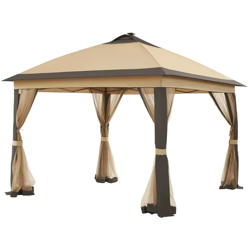 11x11ft Garden Gazebo Canopy with Mesh Netting