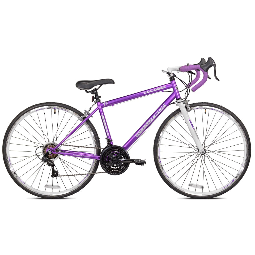 Kent 700c RoadTech Women's Bike, Purple/White，21-speed Drivetrain with Shiman Rear High-performance 700C Tires - activesportslife