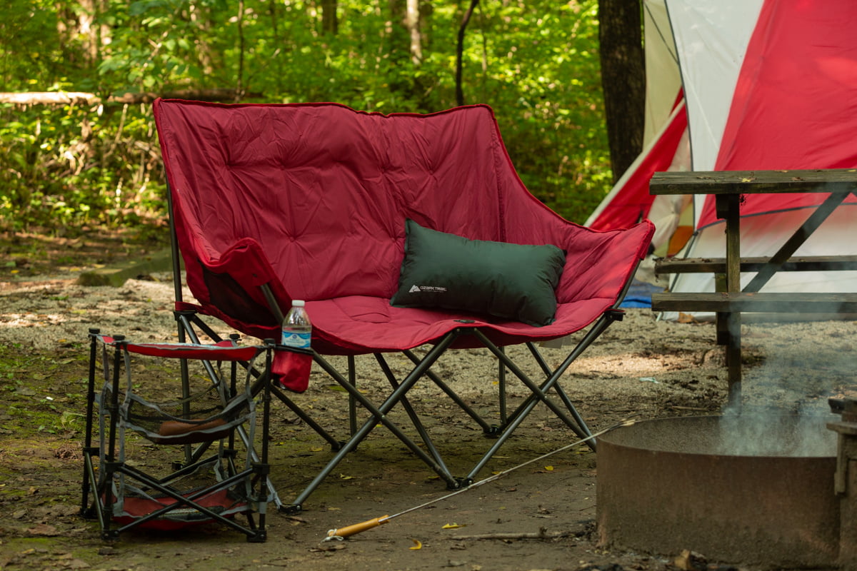 Trail Camping Love Seat Chair, Red, Adult foldable - activesportslife