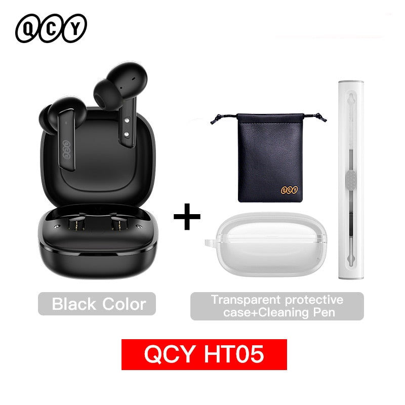 QCY HT05 ANC Wireless Earphone 40dB Noise Cancelling Bluetooth 5.2 Headphone 6 Mic ENC HD Call TWS  Transparency Mode - activesportslife