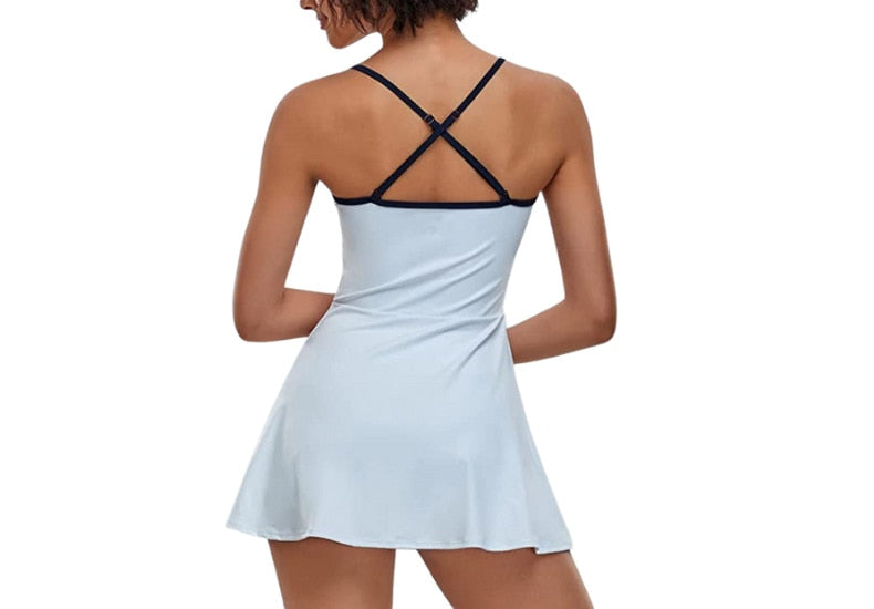 Womens New Sleeveless Backless Sports Fashion Tennis Dress - activesportslife