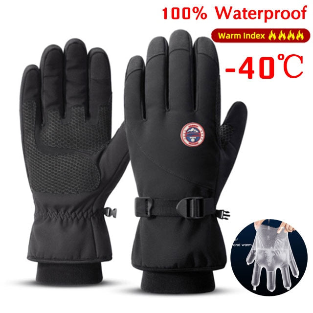 Men Winter Waterproof Outdoor Fleece Gloves Non-slip Warm - activesportslife