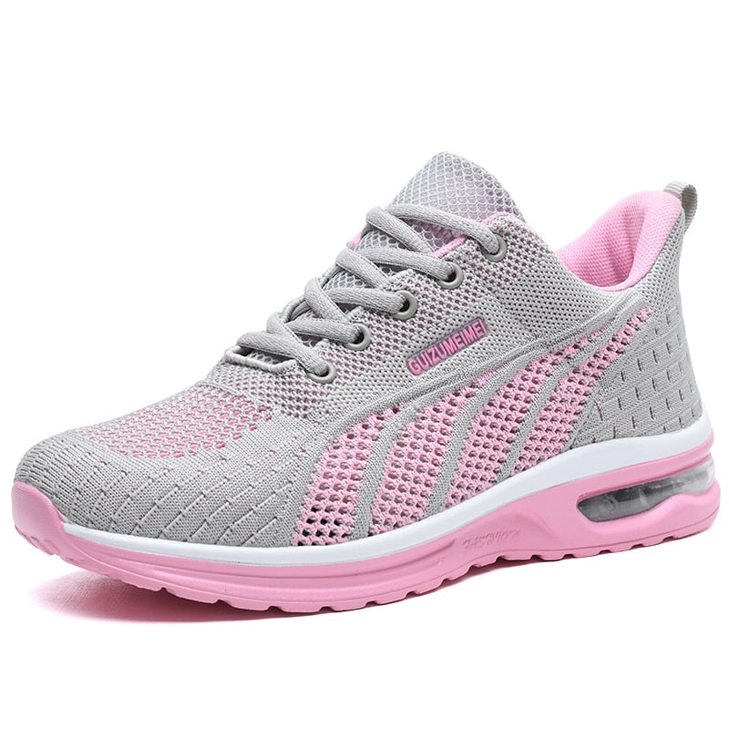 New Running Shoes Ladies Breathable Light Mesh Air Cushion Women Sports Shoes Lace Up - activesportslife