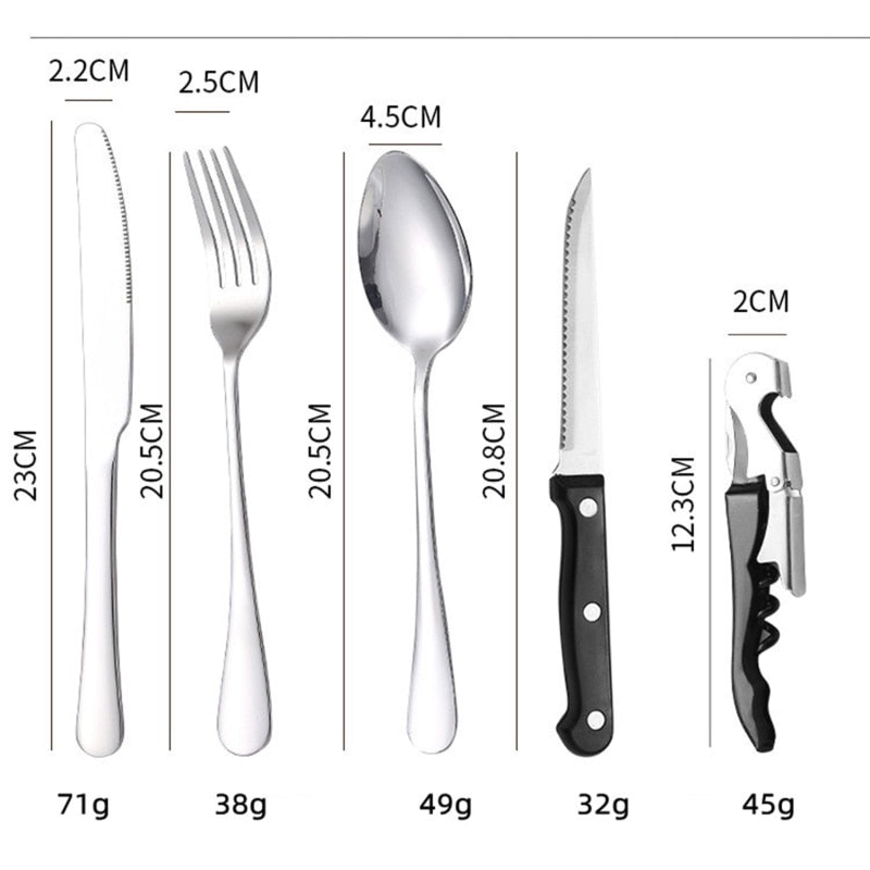 Portable Camping Cutlery Set Stainless Steel Steak Knife Spoon Fork Plate - activesportslife