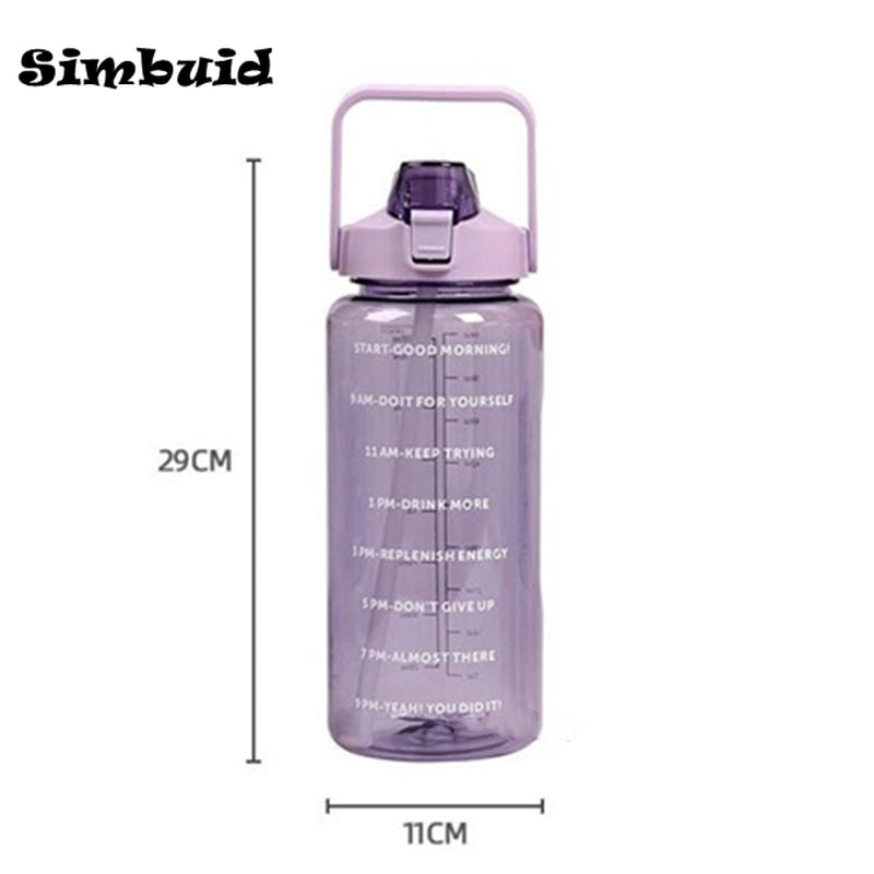 2 Liter Water Bottle with Straw Female Girls Large Portable Travel Bottles Sports Fitness Cup - activesportslife