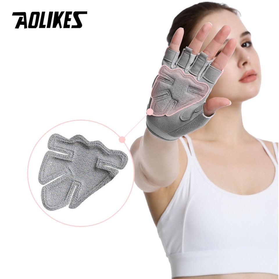 AOLIKES Fingerless Workout Glove Weight Lifting Support For Gym Full Palm Protection - activesportslife