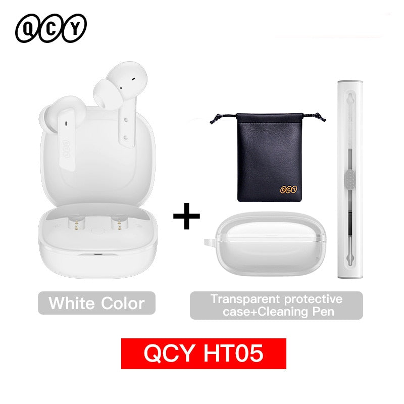 QCY HT05 ANC Wireless Earphone 40dB Noise Cancelling Bluetooth 5.2 Headphone 6 Mic ENC HD Call TWS  Transparency Mode - activesportslife