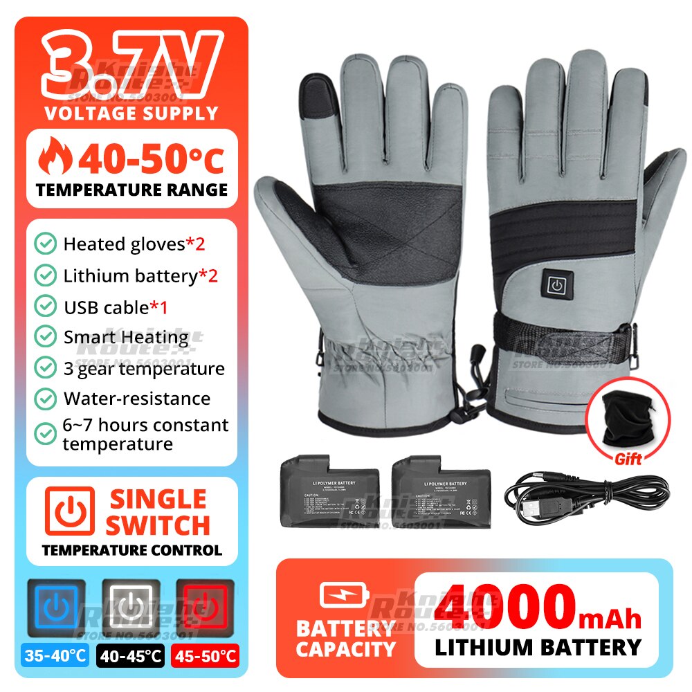 Winter Heated Gloves For Men Women Touchscreen USB Heated Gloves Camping Hiking Water-resistant  Moto Gloves - activesportslife