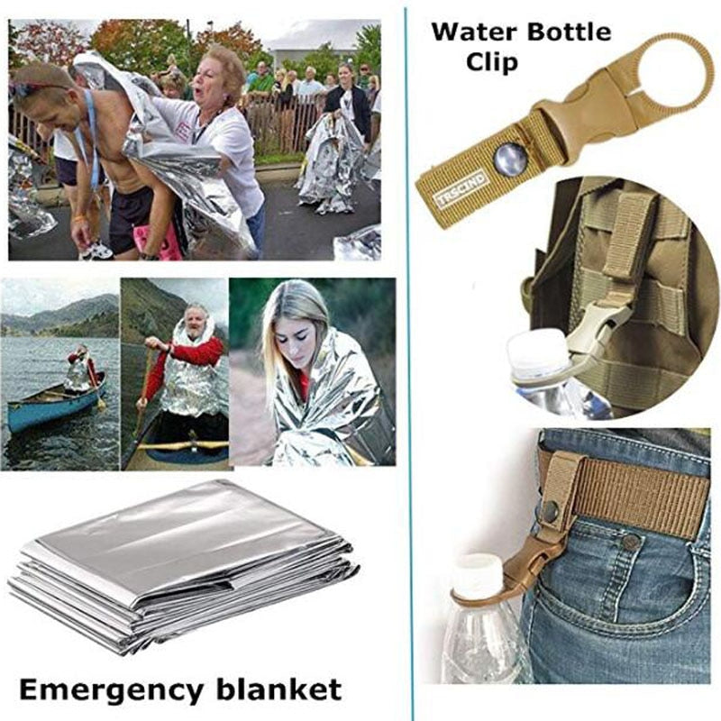 Outdoor Survival Kit Military Camping Multifunction First Aid SOS Emergency Supplies Tactical Set for Wilderness - activesportslife