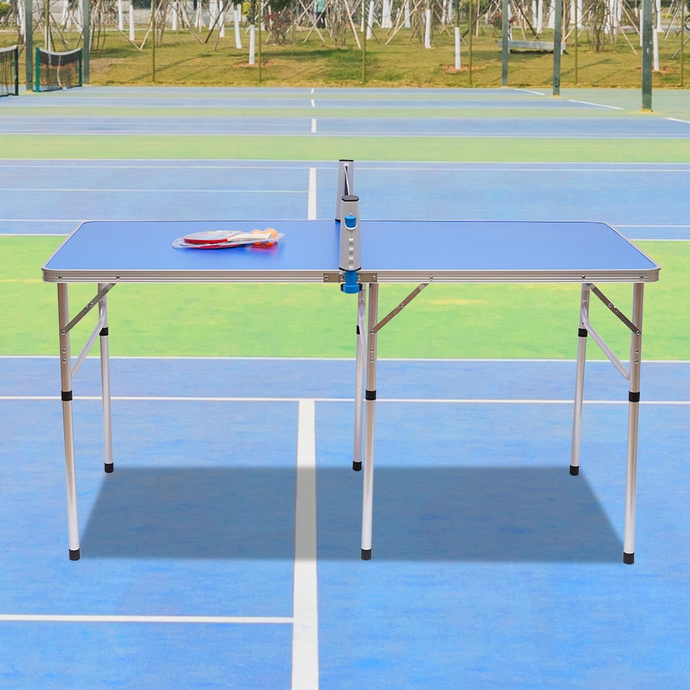 Table Tennis Table Ping Pong Table Set, Portable Folding Family Game Tables with Removable Net Aluminum Composite Frame - activesportslife