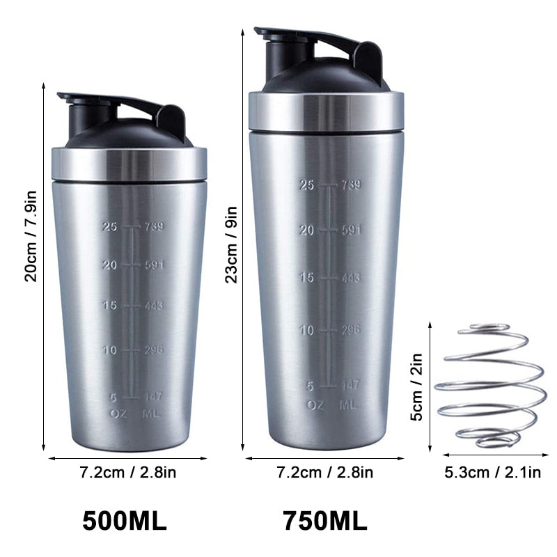 Sport Shaker Stainless Steel Vacuum Mixer Cup Double Layer Protein Powder Shaker Bottle 500ML - activesportslife