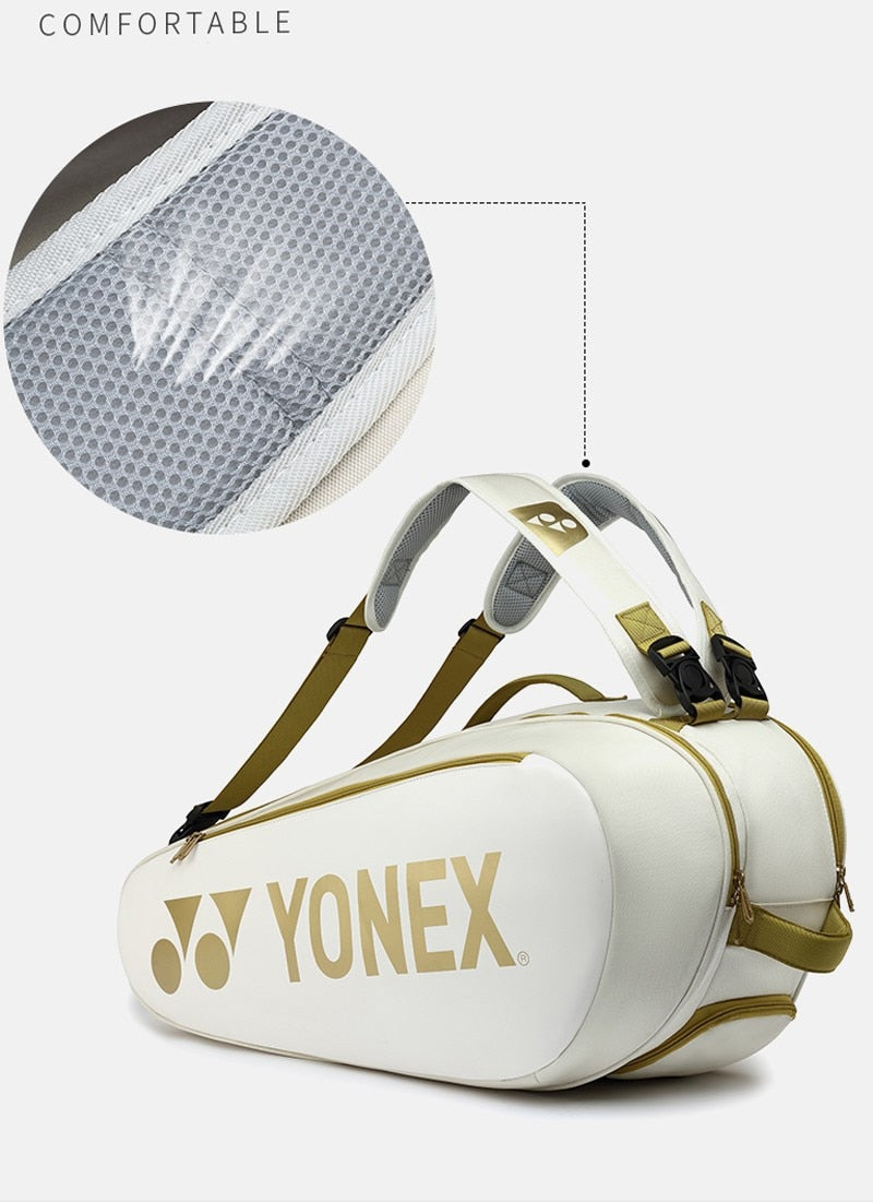 Original YONEX Ergonomic Design Tennis Backpack PU Large Racquet Bag Max 12pcs Rackets Badminton Bag for Training Equipment - activesportslife