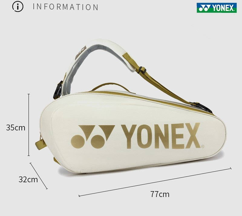 Original YONEX Ergonomic Design Tennis Backpack PU Large Racquet Bag Max 12pcs Rackets Badminton Bag for Training Equipment - activesportslife