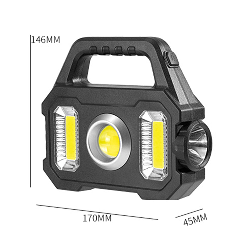 500LM USB Rechargeable Flashlight Waterproof 6 Gear COB/LED Torch Light Portable Powerful Lantern Solar Light for Camping Hiking - activesportslife