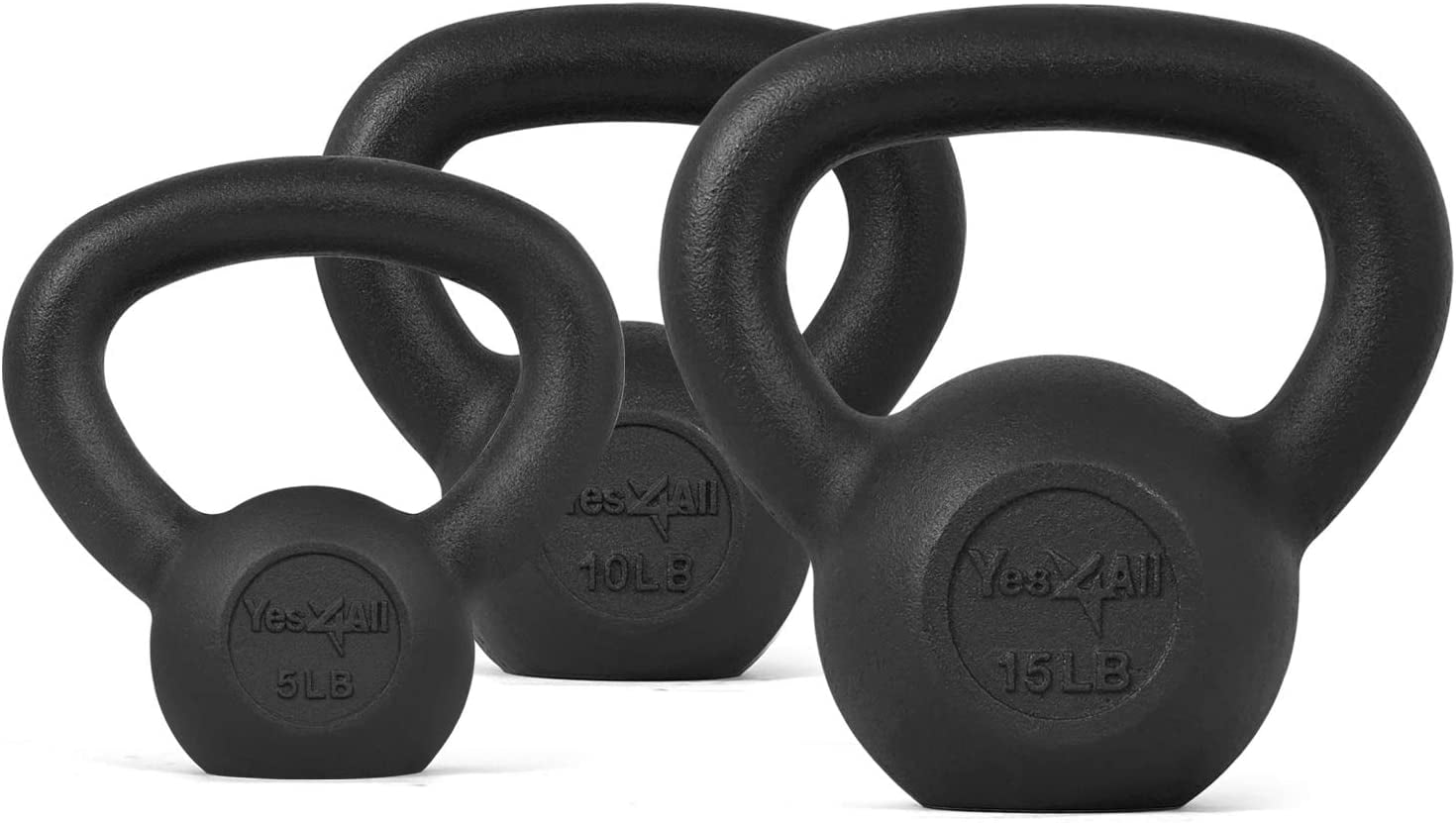 Cast Iron Kettlebell set, Black, 6PC Set, Includes 5-30lb - activesportslife