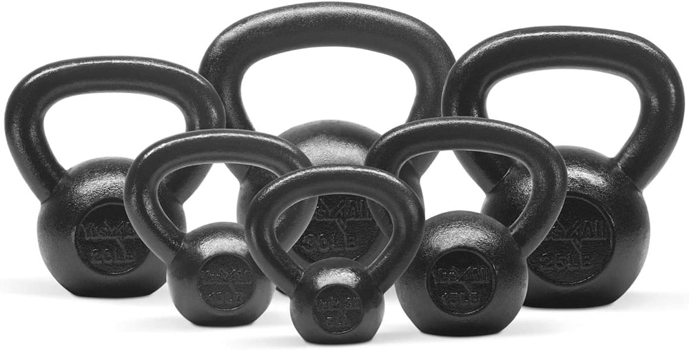 Cast Iron Kettlebell set, Black, 6PC Set, Includes 5-30lb - activesportslife