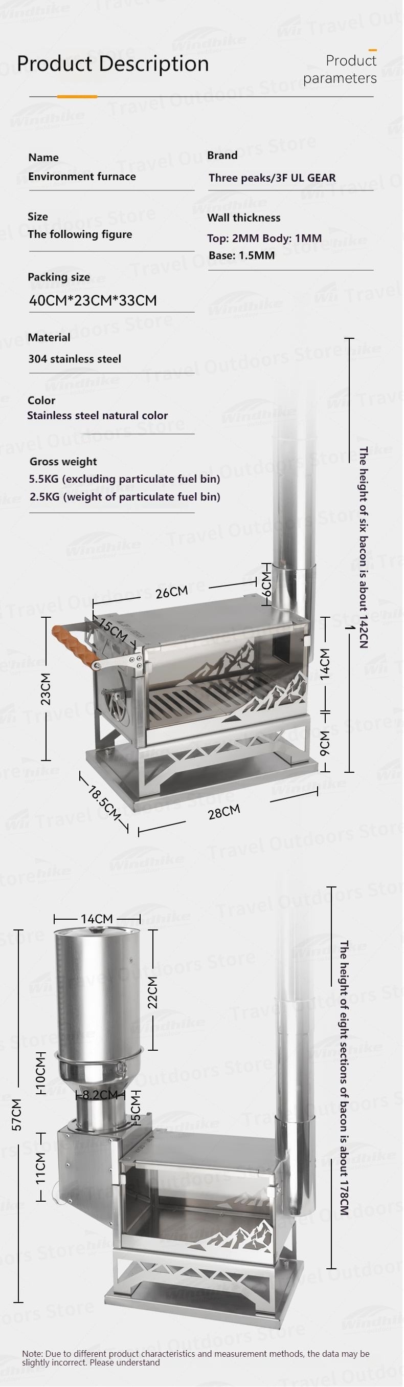 3F UL GEAR Mini Stove Winter Wood Heating Furnace SS304 Stove - activesportslife