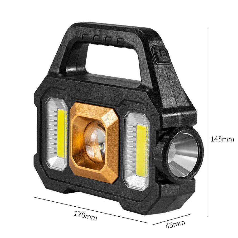 500LM USB Rechargeable Flashlight Waterproof 6 Gear COB/LED Torch Light Portable Powerful Lantern Solar Light for Camping Hiking - activesportslife