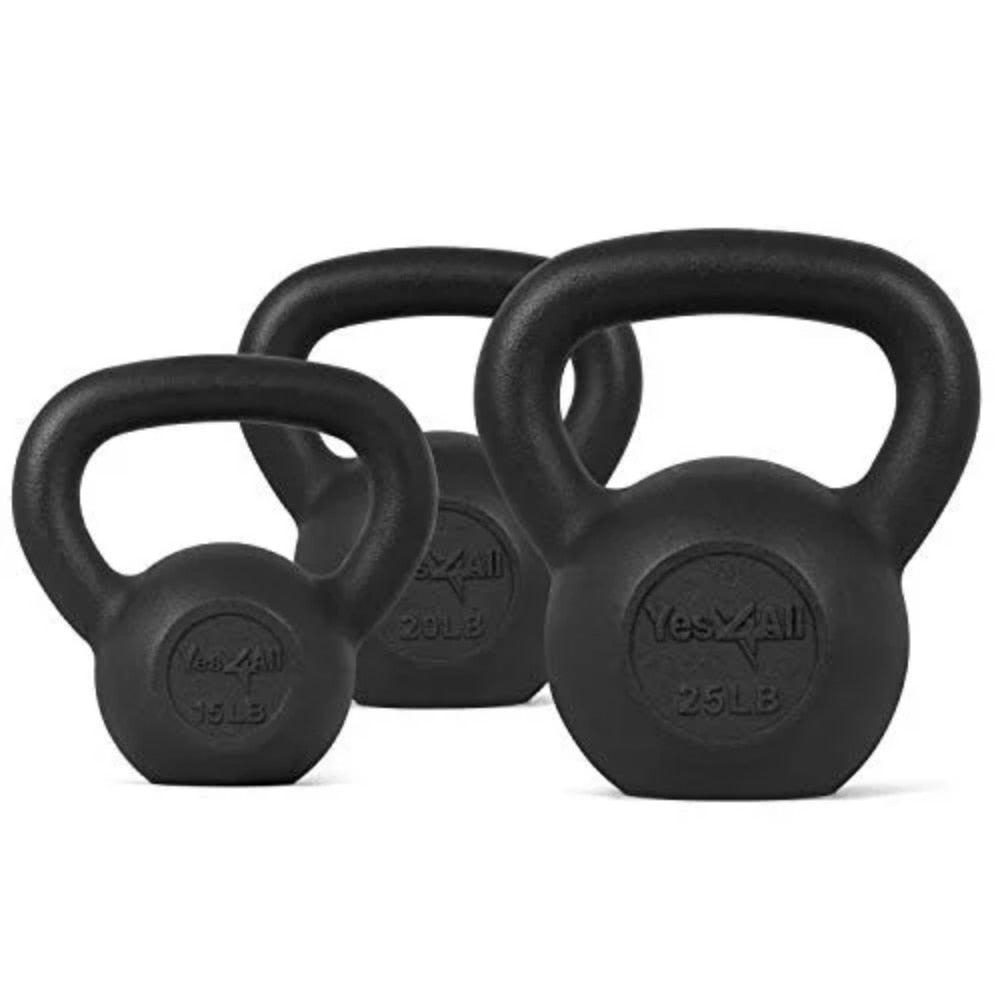 Cast Iron Kettlebell set, Black, 6PC Set, Includes 5-30lb - activesportslife