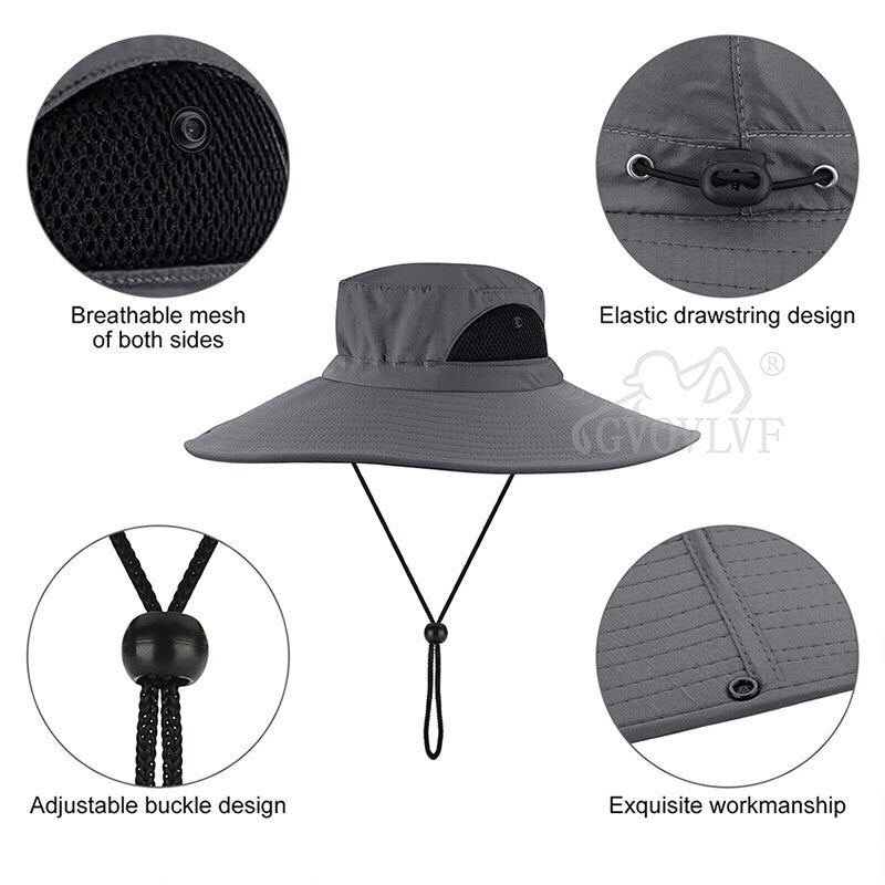 Super Wide Brim Sun Hat UPF50+ UV Protection Waterproof Large Brim Bucket Hat for Fishing Hiking Camping - activesportslife