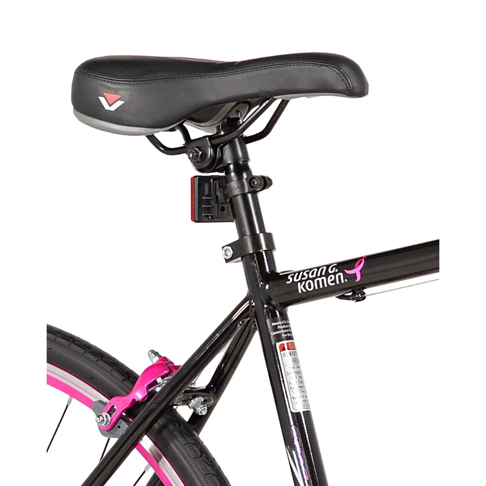 Susan Komen 700c Courage Road Women's Bike, Pink and Black,21-speed Drivetrain, Sturdy Steel Frame, High-profile Alloy Wheel Set - activesportslife