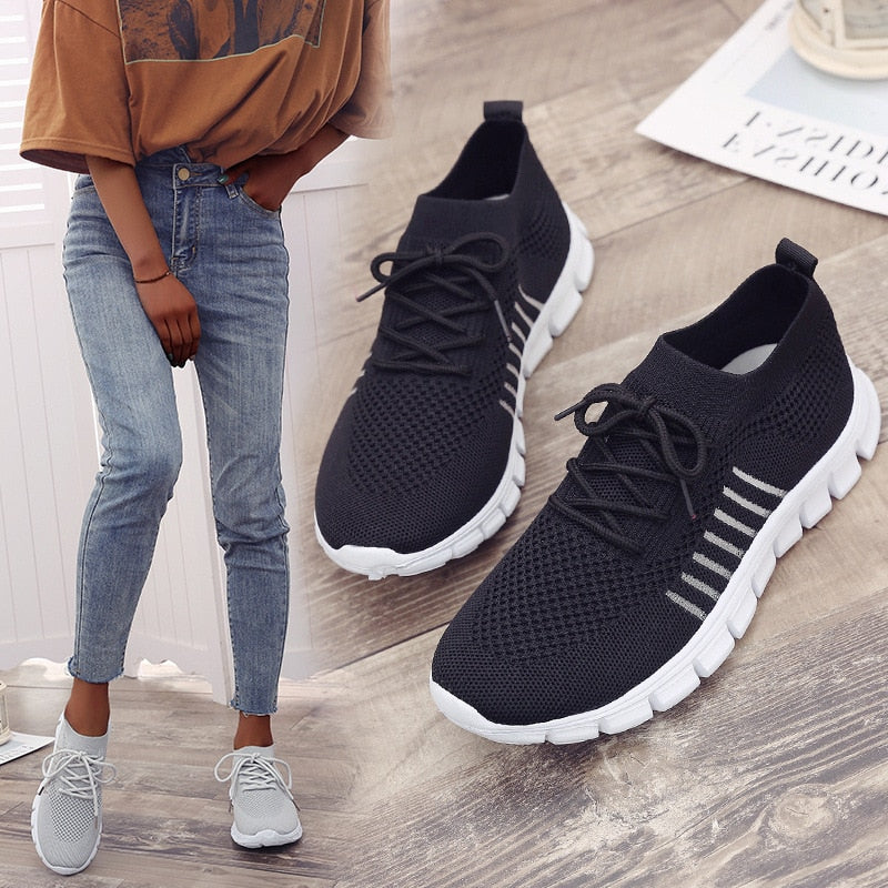 Trendy Mesh Platform Tennis Sneakers Breathable Casual Sports Shoes Women - activesportslife