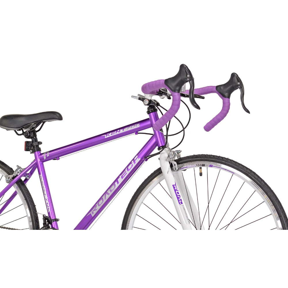 Kent 700c RoadTech Women's Bike, Purple/White，21-speed Drivetrain with Shiman Rear High-performance 700C Tires - activesportslife