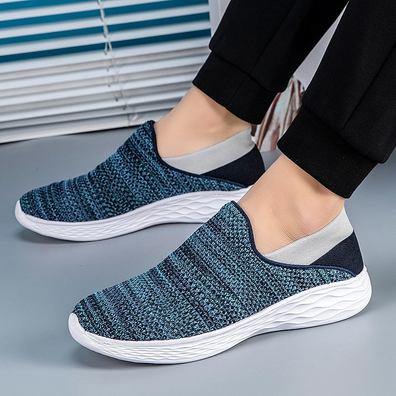 Women Walking Shoes Mesh Sports Outdoor Flats Light Breathable Slip-On black Soft - activesportslife