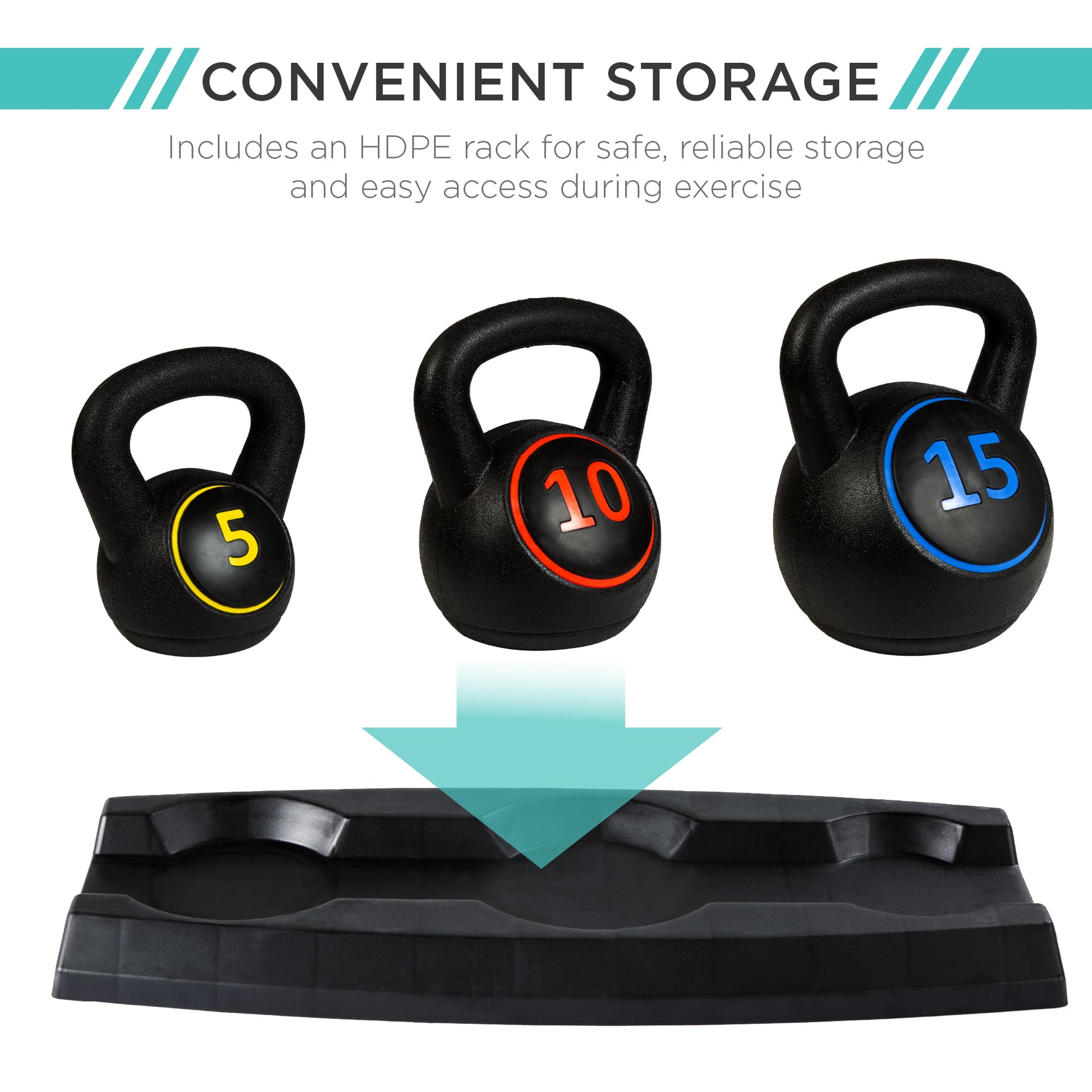 Best Choice Products 3-Piece Kettlebell Set with Storage Rack 5,10,15lbs - activesportslife