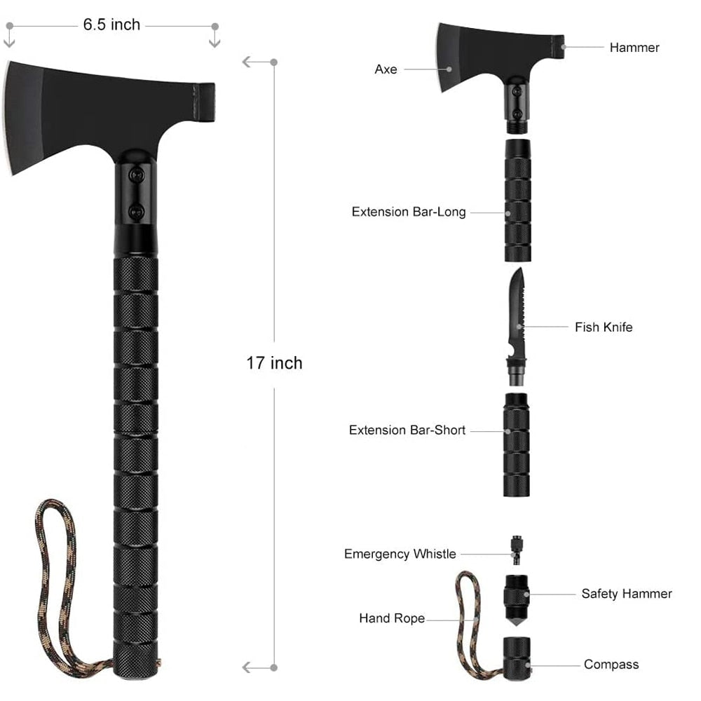 Multi-function Survival Axe Portable Foldable Tactical Tomahawk Outdoor Camping Firewood Chopping Axes Multi Tool Kit - activesportslife