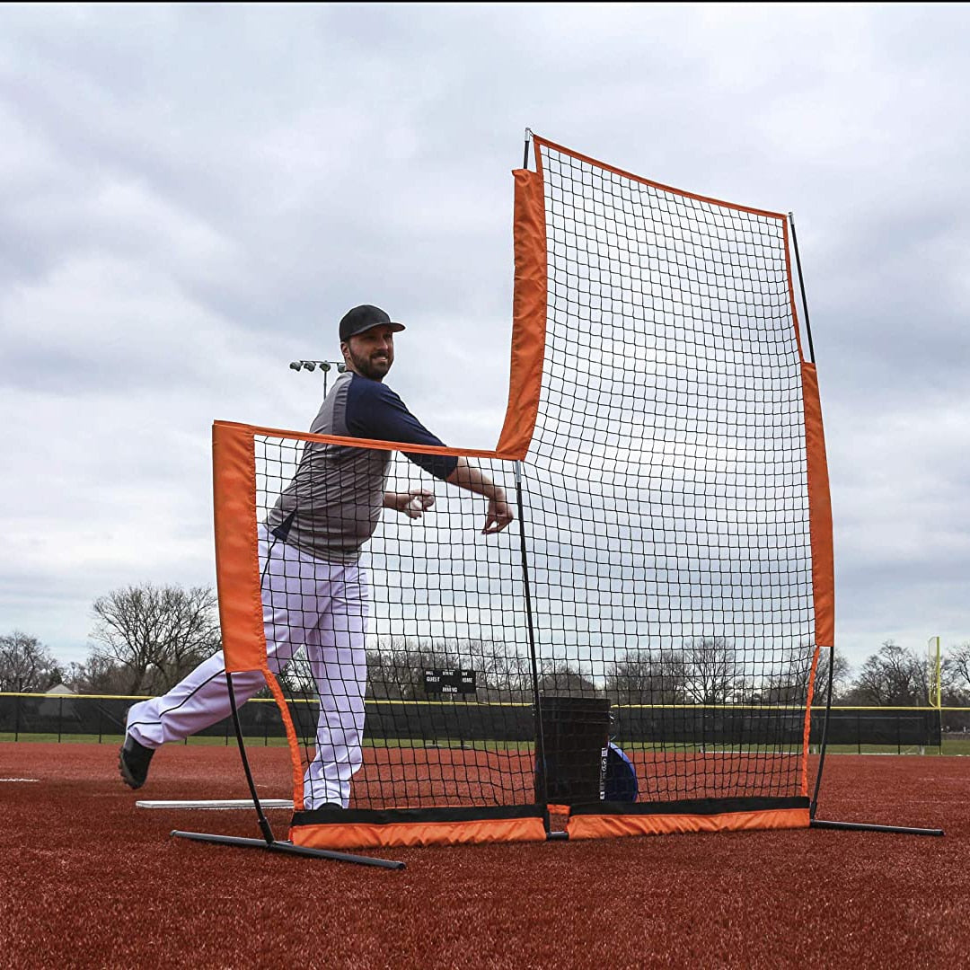 7 X 7 Ft Portable Pitcher's L-Screen - Baseball/Softball Pitching Net, Baseball Training Equipment (US Stock) - activesportslife