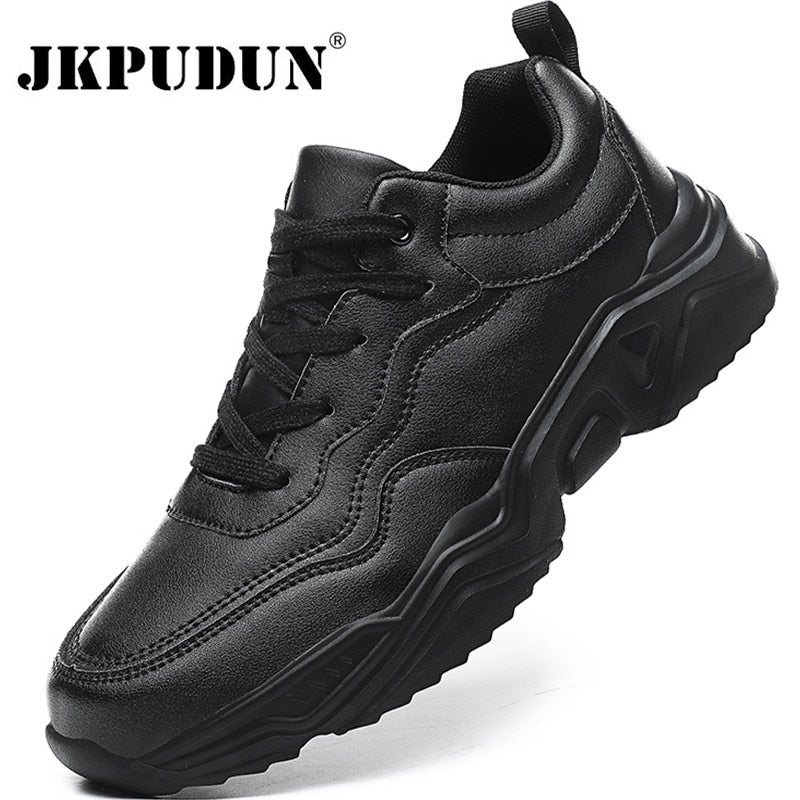 Men Running Shoes Athletic Sport Leather Lace-up Outdoor Sneakers Lightweight Gym - activesportslife