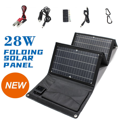 Upgraded 28W 21W 14W Portable Solar Panel Charger Double USB 5V 18V DC Camping Foldable Solar Panel Power Bank - activesportslife