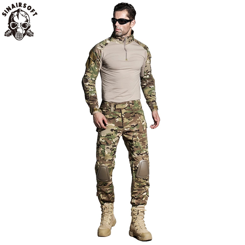 Tactical G3 BDU Camouflage Combat Uniform With Knee Pads Hunting Camo Clothes - activesportslife