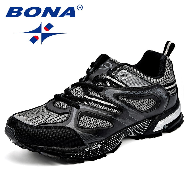 BONA New Arrival Classic Style Men Running Shoes Cow Split Mesh Sport Shoes Lace Up Outdoor Jogging Shoes Free Shipping - activesportslife