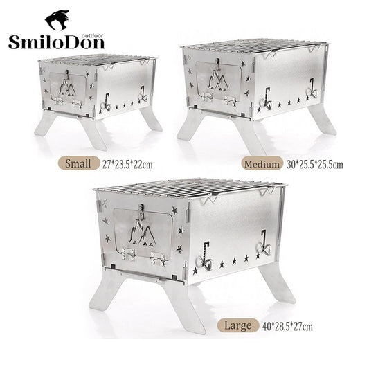 SmiloDon Portable Camping BBQ Bonfire Stove Folding Fire Wood Stove Burner Charcoal Heater Furnace Campfire Pit - activesportslife