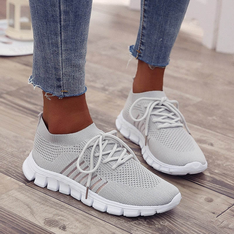 Trendy Mesh Platform Tennis Sneakers Breathable Casual Sports Shoes Women - activesportslife