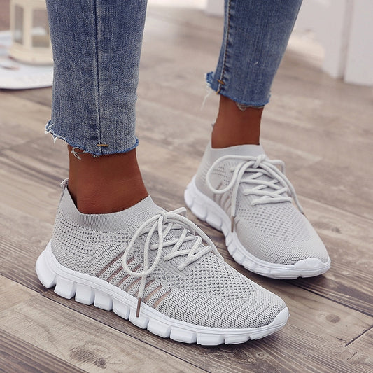 Trendy Mesh Platform Tennis Sneakers Breathable Casual Sports Shoes Women - activesportslife