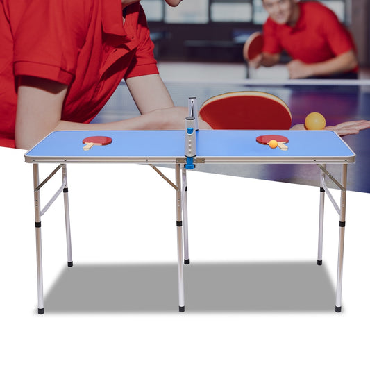 Table Tennis Table Ping Pong Table Set, Portable Folding Family Game Tables with Removable Net Aluminum Composite Frame - activesportslife