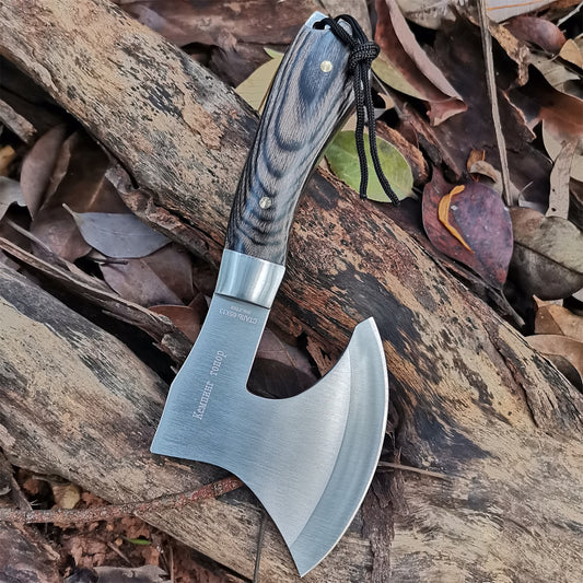 DB Full Tang Sharp Axe Kitchen Bone Knife Camping Survival Axe Stainless Steel Tomahawk Outdoor Tools Hunting Hammered - activesportslife