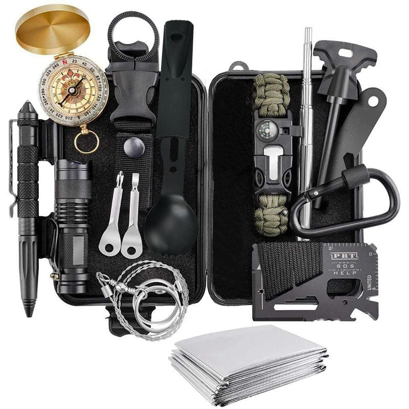 Outdoor Survival Kit Military Camping Multifunction First Aid SOS Emergency Supplies Tactical Set for Wilderness - activesportslife