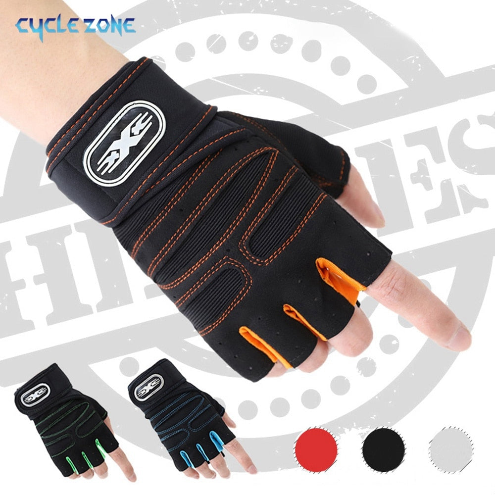 Workout Gloves for Men Weight Lifting Half Finger Glove with Wrist Wraps - activesportslife