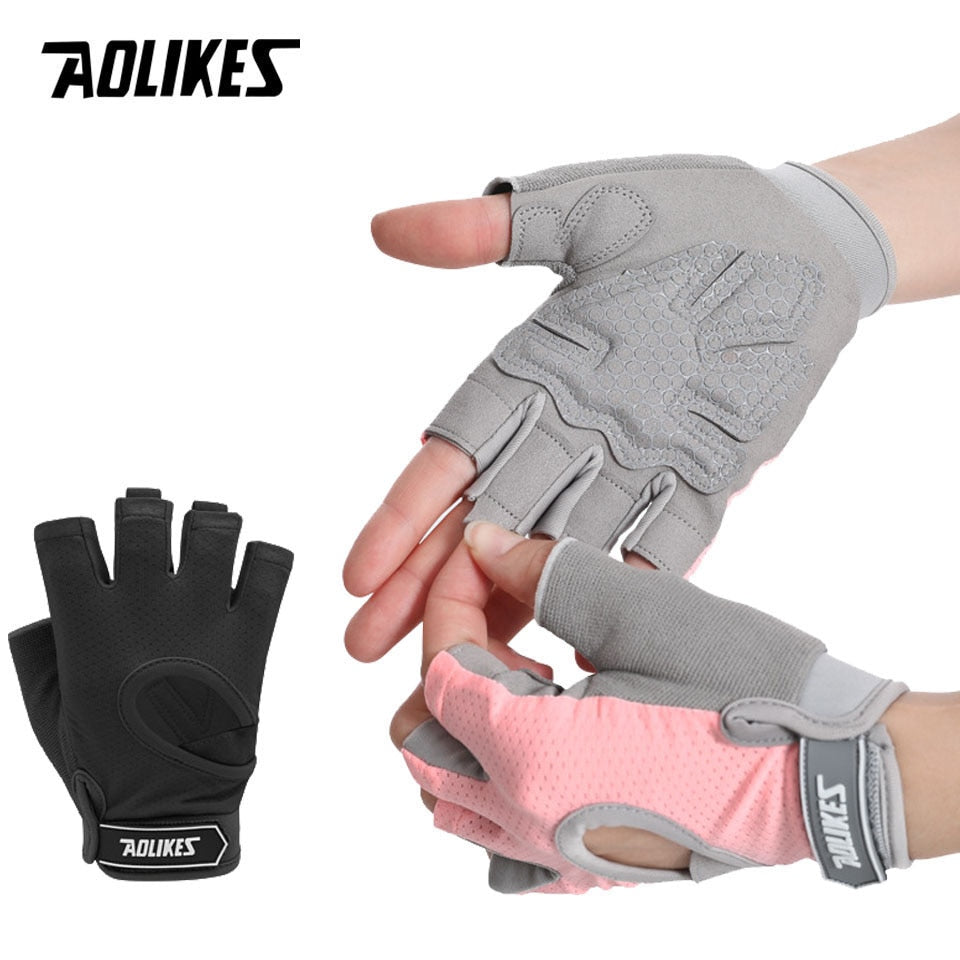 AOLIKES Fingerless Workout Glove Weight Lifting Support For Gym Full Palm Protection - activesportslife