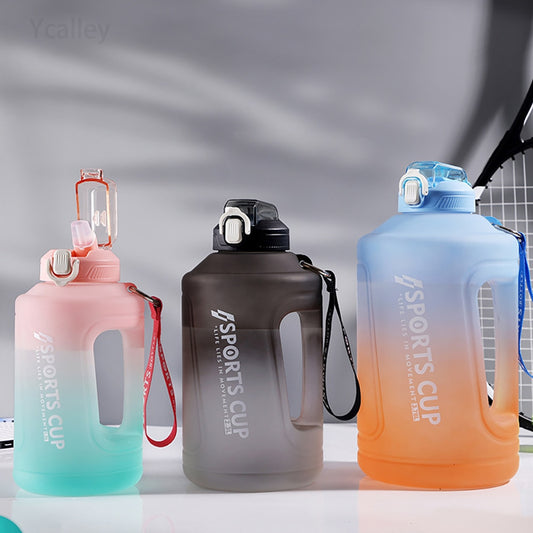 YCALLEY Sport Water Bottle Silicone Straw Waterbottle 1500ML / 2300ML / 3800ML - activesportslife