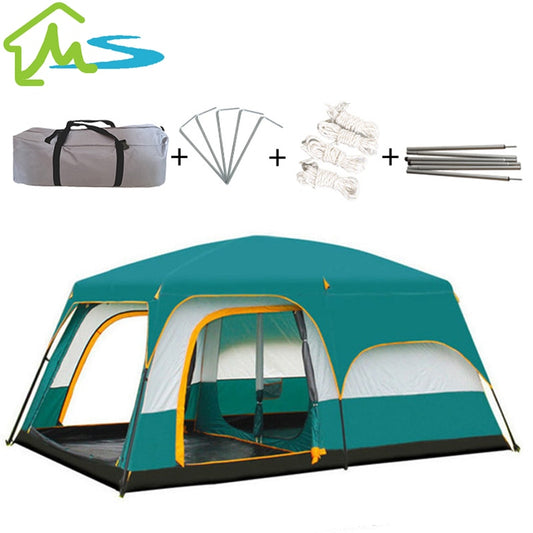 4-6 Person Outdoor Big Space Camping Tent Two Bedroom Ultra-large High Quality Waterproof Camping Tent - activesportslife