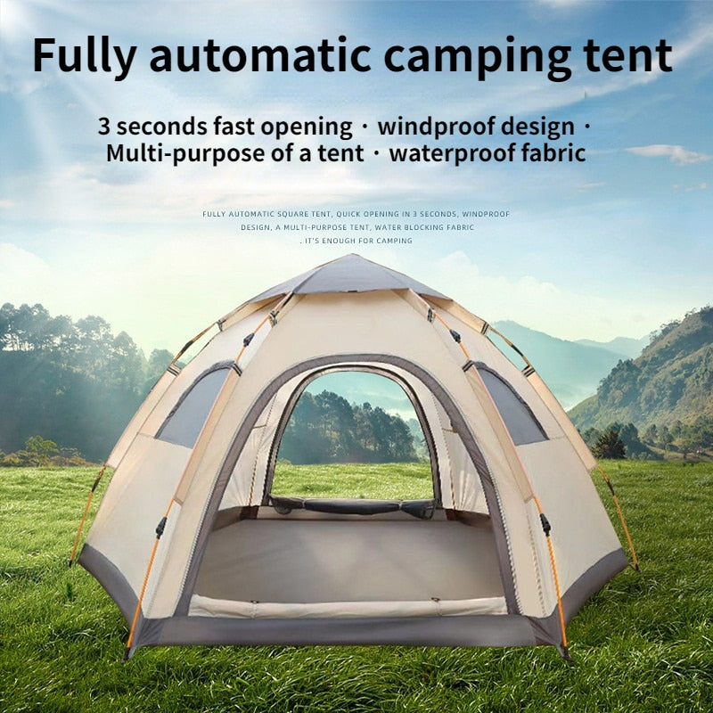 6 person Camping Tent Folding Outdoor Fully Automatic Openg Speed Rain Proof Sunscreen Wilderness Camping Portable - activesportslife