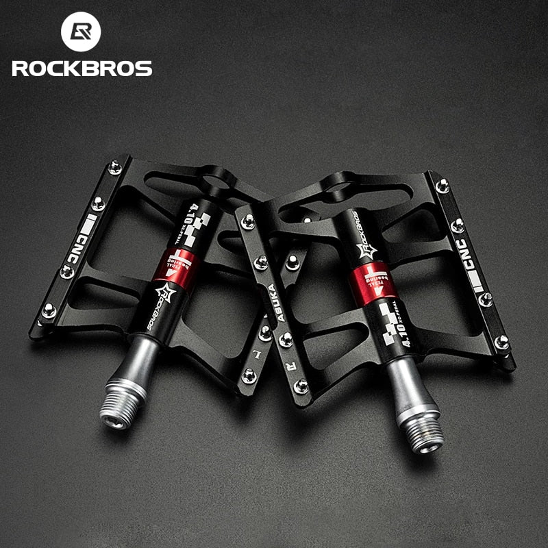 ROCKBROS Mountain Bike Bicycle Pedals Cycling Ultralight Aluminium Alloy 4 Bearings MTB Pedals Flat BMX - activesportslife